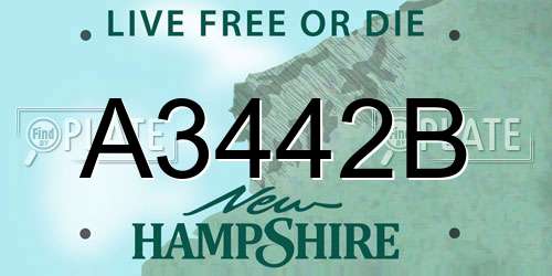 A3442B New Hampshire License Plate