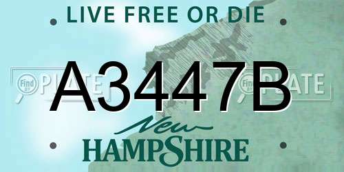A3447B New Hampshire License Plate