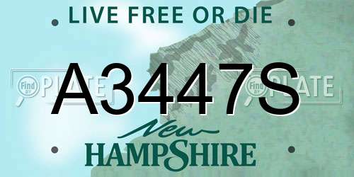 A3447S New Hampshire License Plate