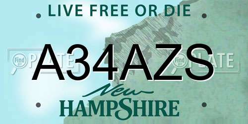 A34AZS New Hampshire License Plate