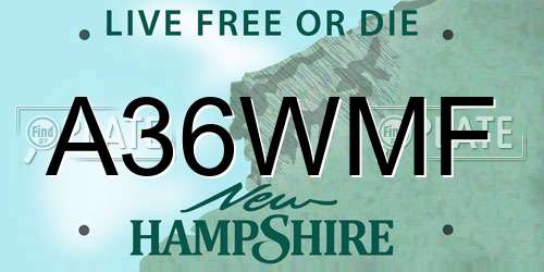 A36WMF New Hampshire License Plate