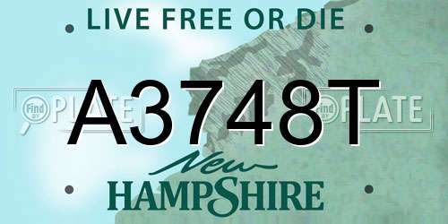 A3748T New Hampshire License Plate