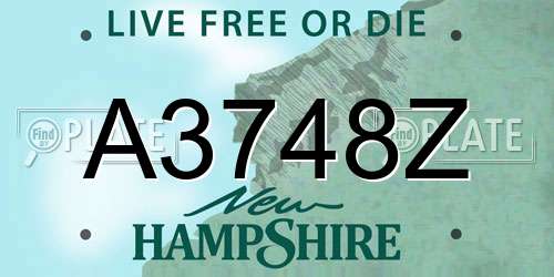 A3748Z New Hampshire License Plate