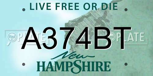 A374BT New Hampshire License Plate