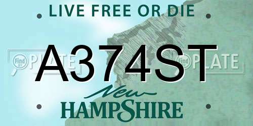 A374ST New Hampshire License Plate