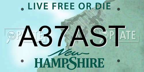 A37AST New Hampshire License Plate