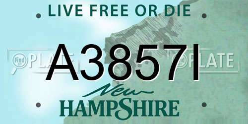 A3857I New Hampshire License Plate