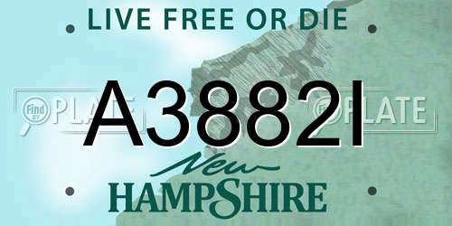 A3882I New Hampshire License Plate