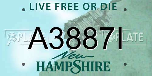 A3887I New Hampshire License Plate
