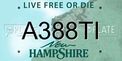 A388TI New Hampshire License Plate