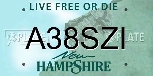 A38SZI New Hampshire License Plate