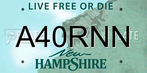 A40RNN New Hampshire License Plate
