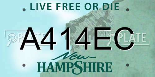 A414EC New Hampshire License Plate