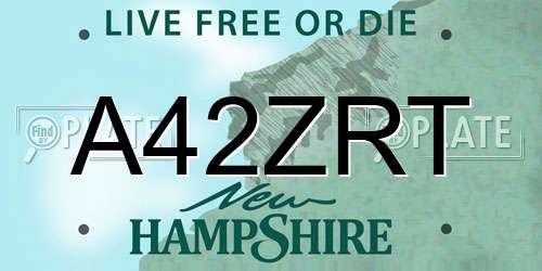 A42ZRT New Hampshire License Plate