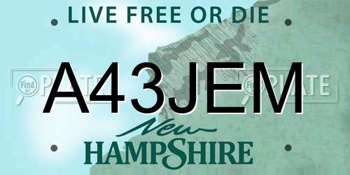 A43JEM New Hampshire License Plate
