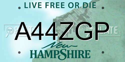A44ZGP New Hampshire License Plate
