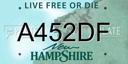 A452DF New Hampshire License Plate