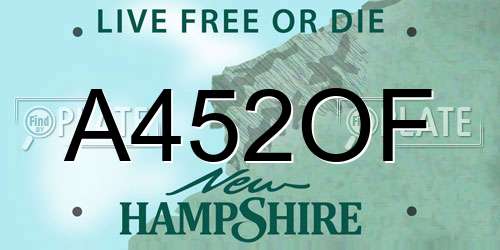 A452OF New Hampshire License Plate