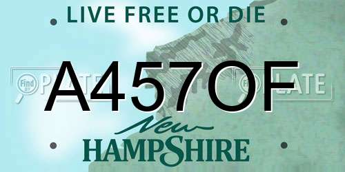 A457OF New Hampshire License Plate