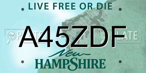 A45ZDF New Hampshire License Plate