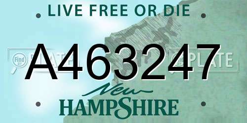 A463247 New Hampshire License Plate