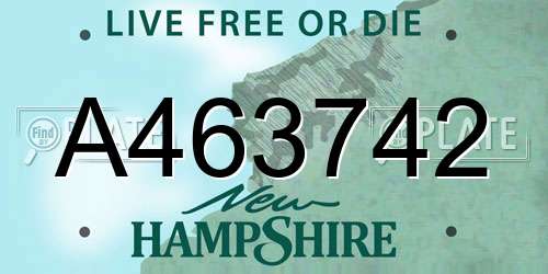 A463742 New Hampshire License Plate
