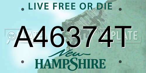 A46374T New Hampshire License Plate