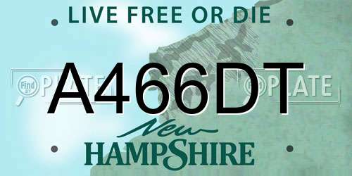 A466DT New Hampshire License Plate