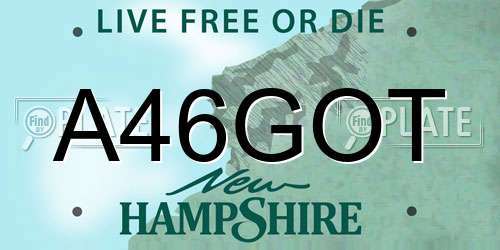 A46GOT New Hampshire License Plate
