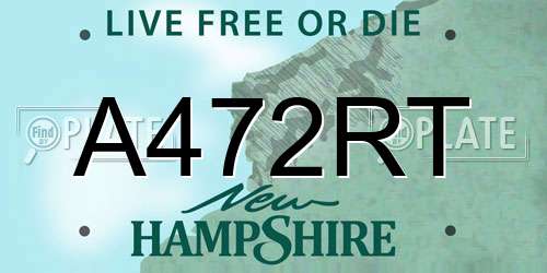 A472RT New Hampshire License Plate