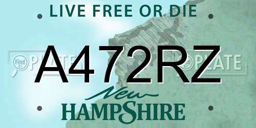 A472RZ New Hampshire License Plate