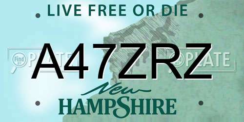A47ZRZ New Hampshire License Plate