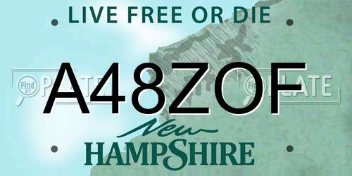 A48ZOF New Hampshire License Plate