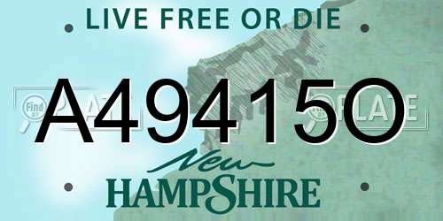 A49415O New Hampshire License Plate