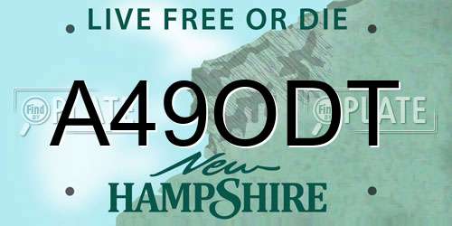 A49ODT New Hampshire License Plate
