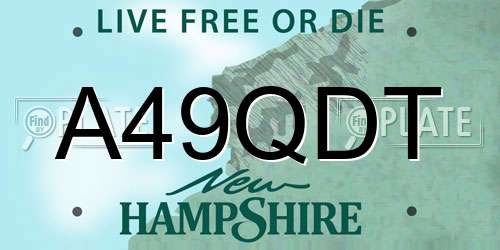 A49QDT New Hampshire License Plate