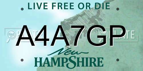 A4A7GP New Hampshire License Plate