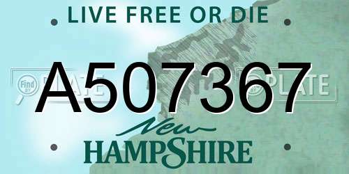 A507367 New Hampshire License Plate