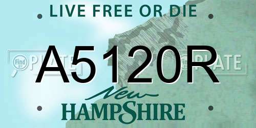 A5120R New Hampshire License Plate