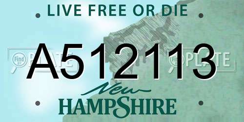 A512113 New Hampshire License Plate