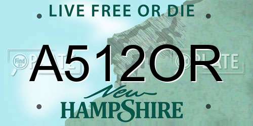 A512OR New Hampshire License Plate
