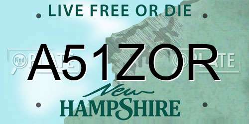 A51ZOR New Hampshire License Plate