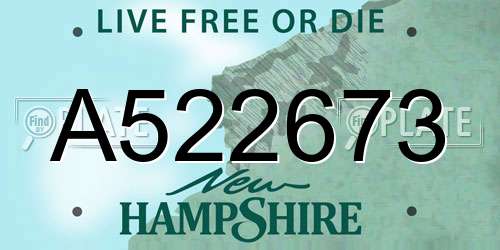 A522673 New Hampshire License Plate