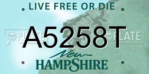 A5258T New Hampshire License Plate