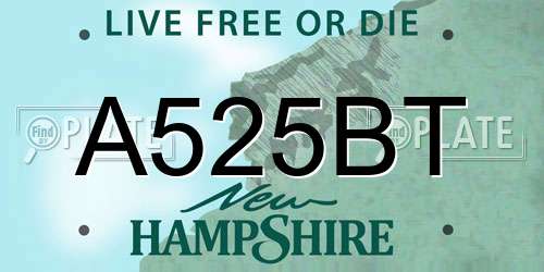 A525BT New Hampshire License Plate