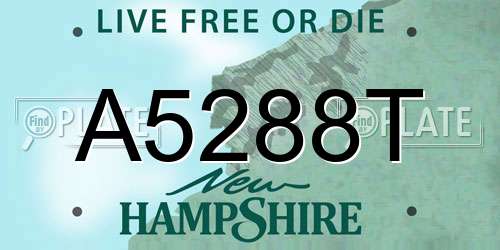 A5288T New Hampshire License Plate