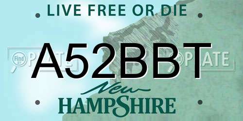 A52BBT New Hampshire License Plate