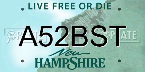 A52BST New Hampshire License Plate