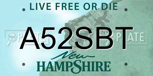 A52SBT New Hampshire License Plate