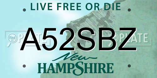 A52SBZ New Hampshire License Plate